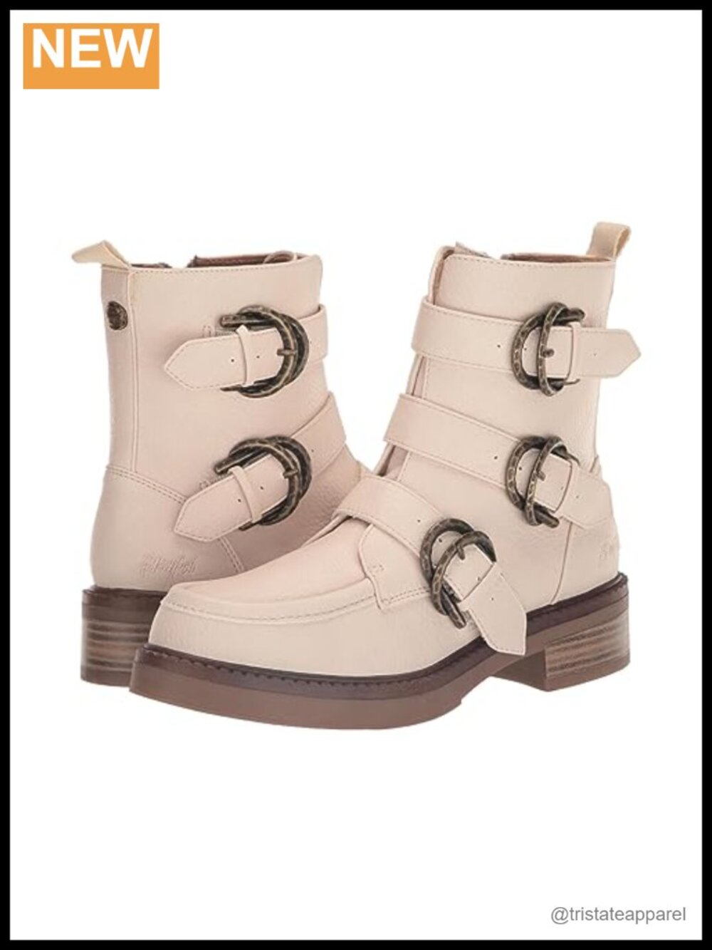 Vigor Ankle Bootie Inside Zipper Cushioned Footbed Triple Buckle Faux Leather